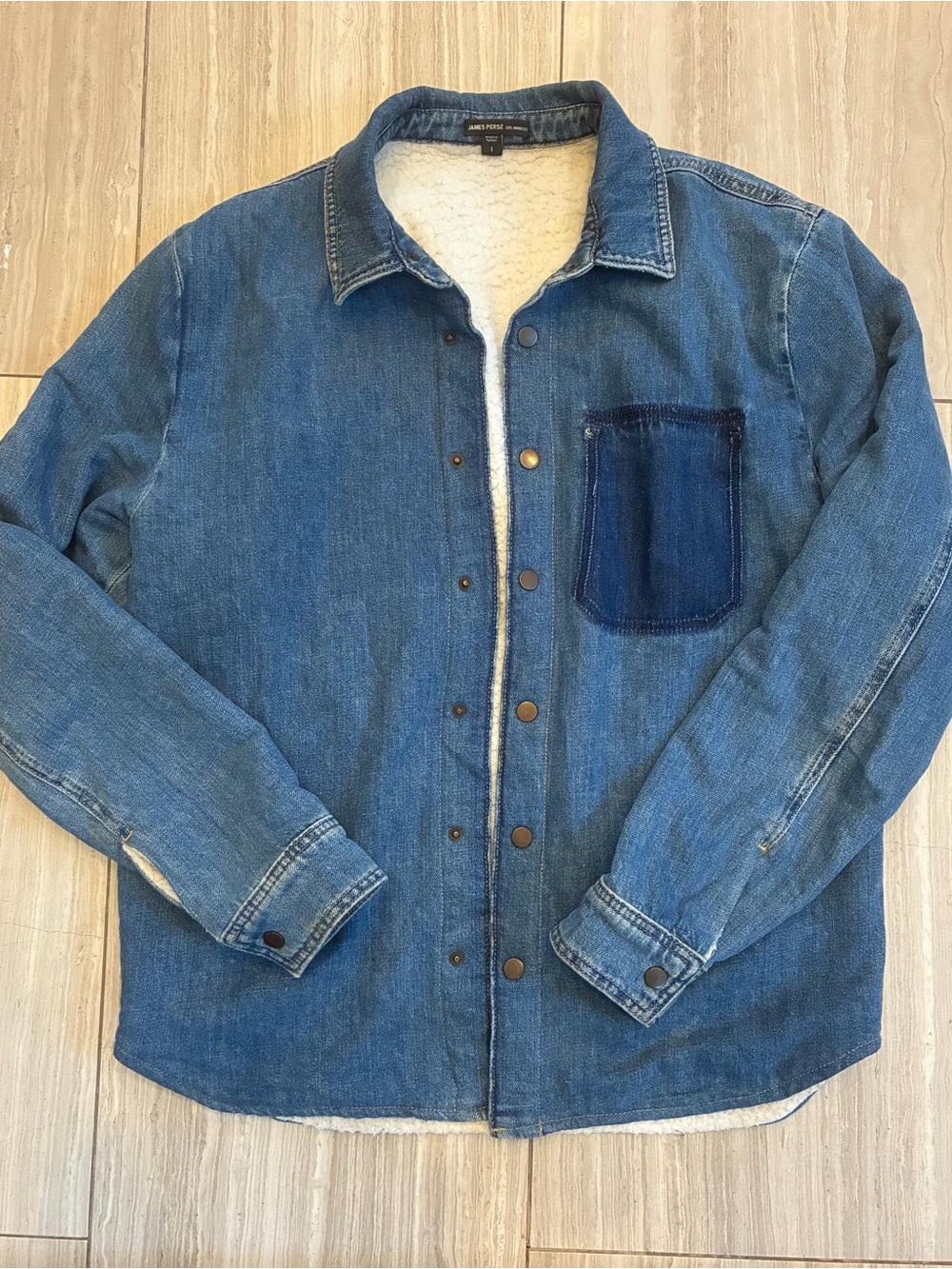 James Perse Men’s Sherpa-Lined Denim Jacket